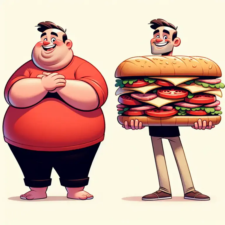 Visual representation of "porker" - A person who is overweight or eats a lot