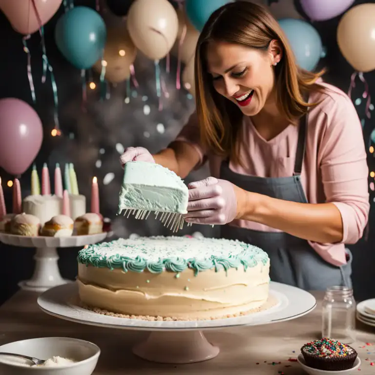 Visual representation of "ice up" - To fill or cover something with a lot of frosting or ice (mainly for food).
