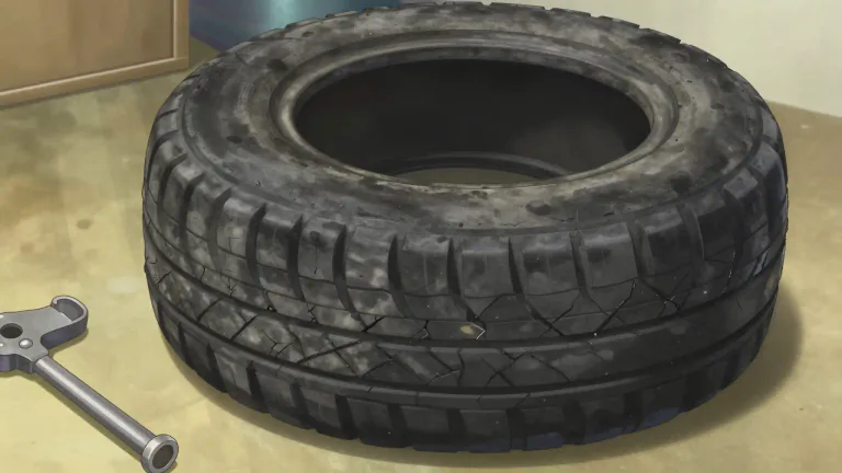 Visual representation of "retread" - An old tire that has been given a new surface.