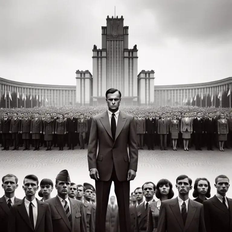 Visual representation of "totalitarian" - A person who supports or practices a system of government that is centralized and dictatorial and requires complete subservience to the state.