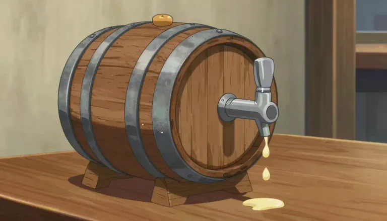 Visual representation of "keg" - A small barrel, typically used to store and serve alcoholic beverages like beer.