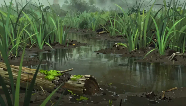 Visual representation of "slough" - A swamp or muddy area