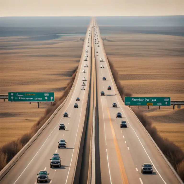 Visual representation of "interstate" - A highway in the U.S. that connects different states.