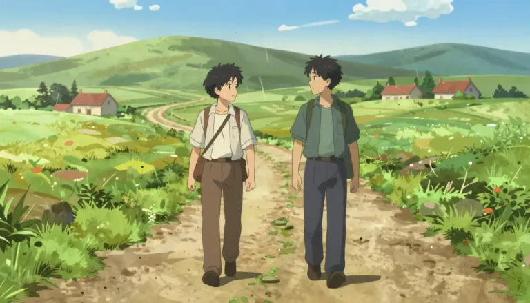 Visual representation of "meander" - To walk or travel in a slow, relaxed way, often in no particular direction