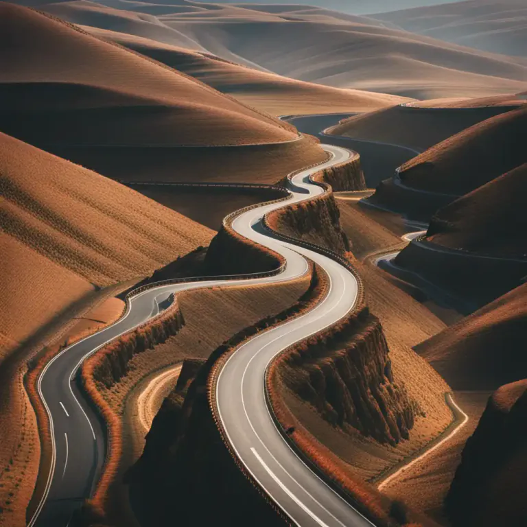 Visual representation of "hairpin" - A sharp, U-shaped bend in a road.