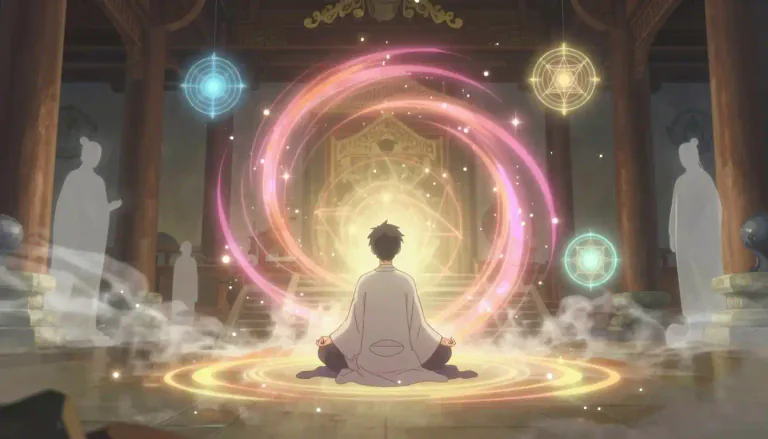 Visual representation of "mystical" - Related to things that can't be explained by normal human understanding, often religious or spiritual.