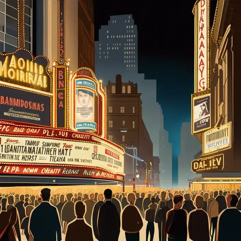 Visual representation of "premiere" - To have the first public performance or showing of a play, movie or piece of music.