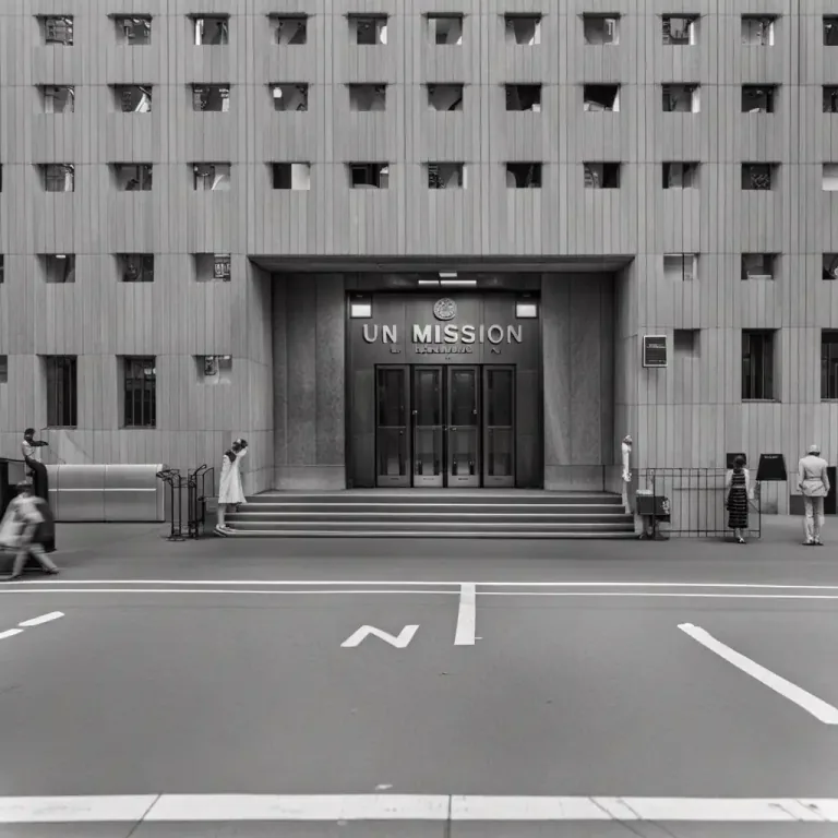 Visual representation of "mission" - A diplomatic office of an international organization located in a foreign city.