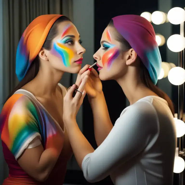 Visual representation of "make up" - to apply cosmetics to your face to enhance or change your appearance