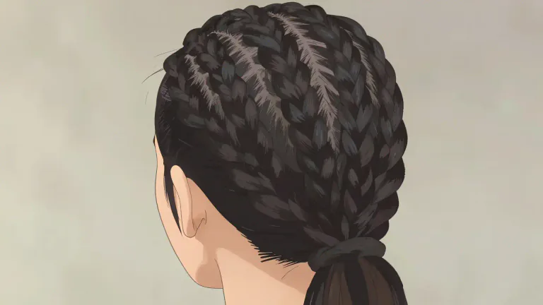 Visual representation of "cornrows" - A way of braiding hair close to the scalp in narrow strips.