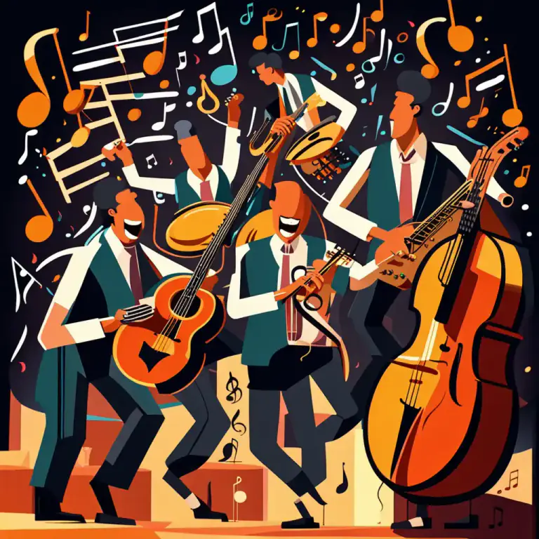 Visual representation of "jazzy" - Relating to jazz music or its lively, energetic style