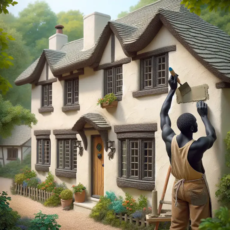Visual representation of "stuccoed" - To cover or coat something with stucco.