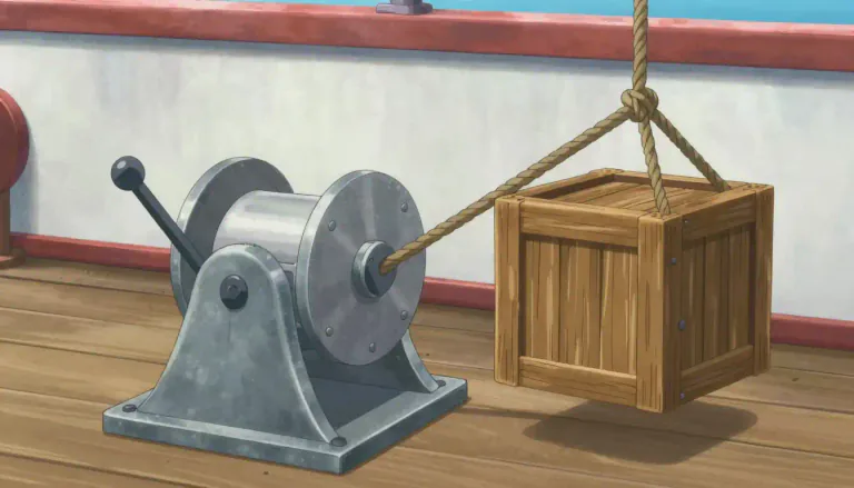 Visual representation of "winch" - A device that is used to pull in or let out a rope or cable.