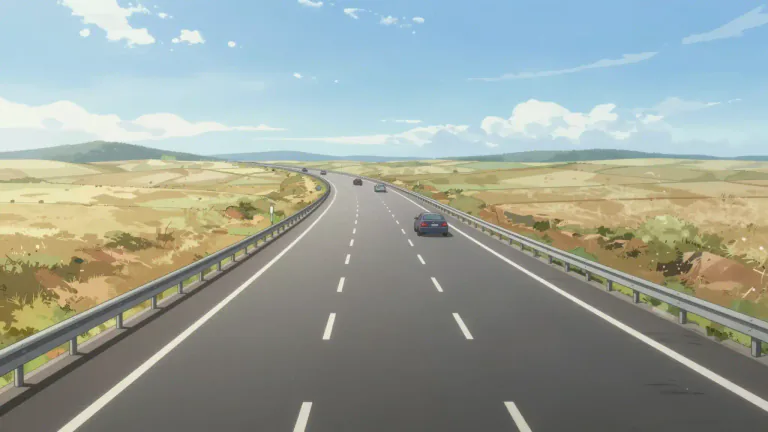 Visual representation of "highway" - A major road that vehicles use to travel long distances.