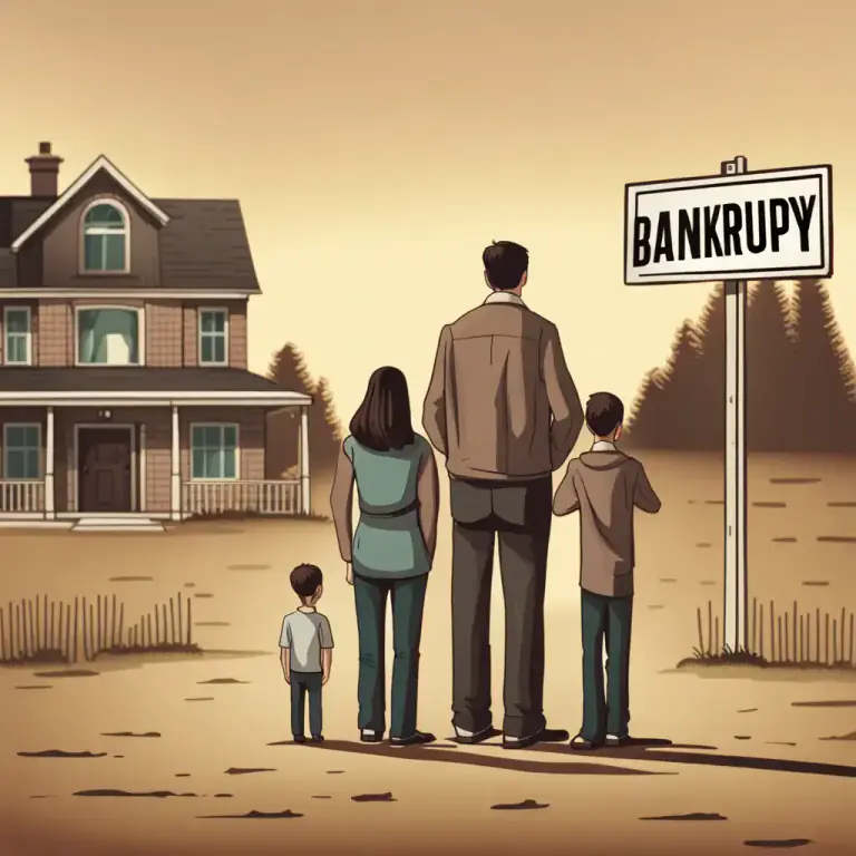 Visual representation of "bankrupt" - Make someone absolutely without money or assets.