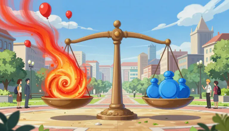 Visual representation of "countervailing" - Something that balances or reduces the effect of something else