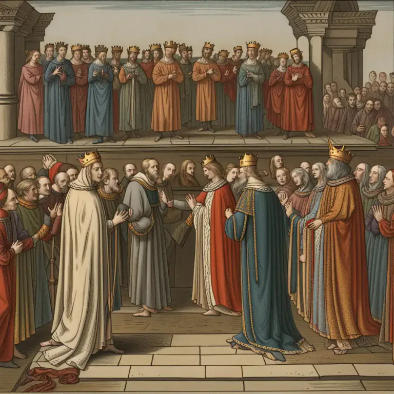 Visual representation of "bow down to" - To show respect or submission to someone by bending your body forward.