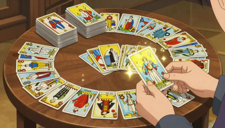 Visual representation of "tarot" - A pack of cards, usually 78, used for fortune-telling or divination