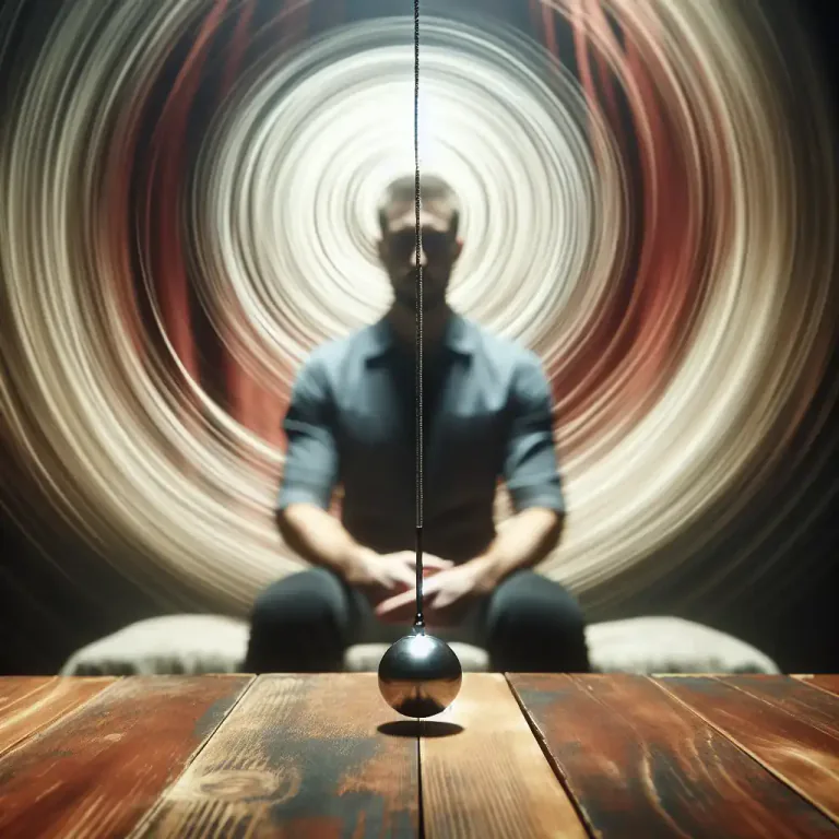 Visual representation of "vacillate" - To swing back and forth or to change regularly, like a pendulum.