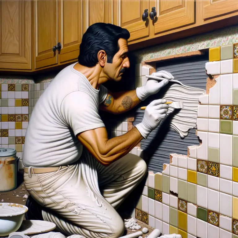 Visual representation of "grout" - The act of filling gaps or crevices with grout.