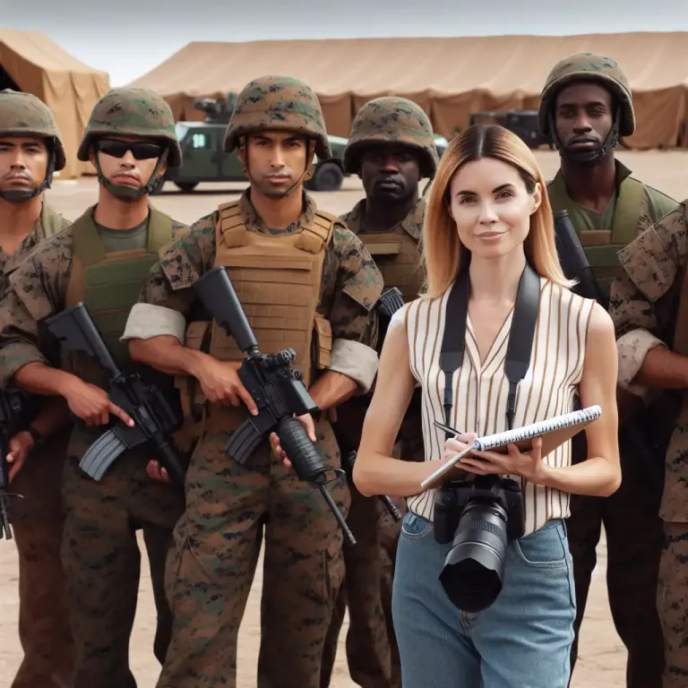 Visual representation of "embed" - To place a journalist within a military unit during a conflict