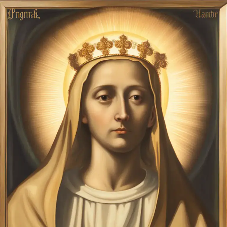 Visual representation of "corona" - A circle of light or an aura seen in religious artwork, usually around a person's head.