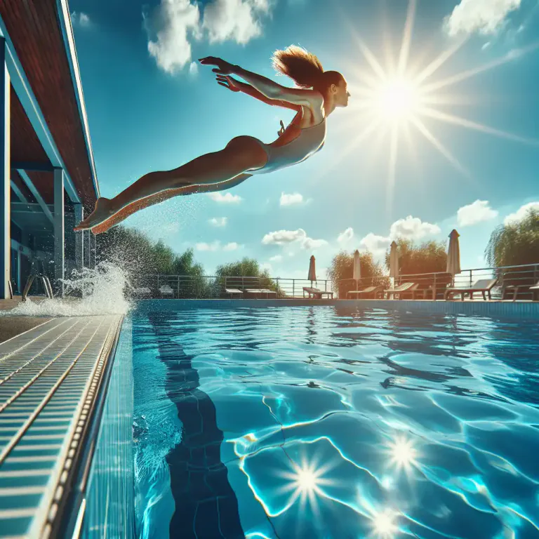 Visual representation of "dove" - Past tense of dive, to jump into water head-first
