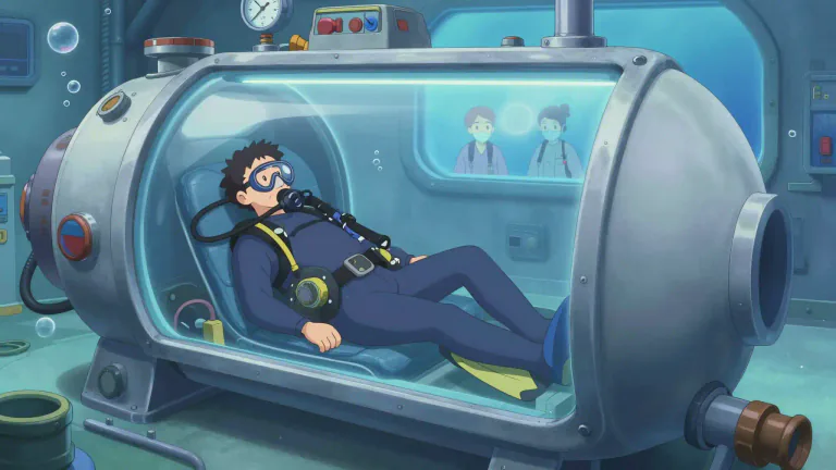 Visual representation of "hyperbaric" - Exposed to an increased level of pressure outside the body compared to the regular atmospheric pressure.