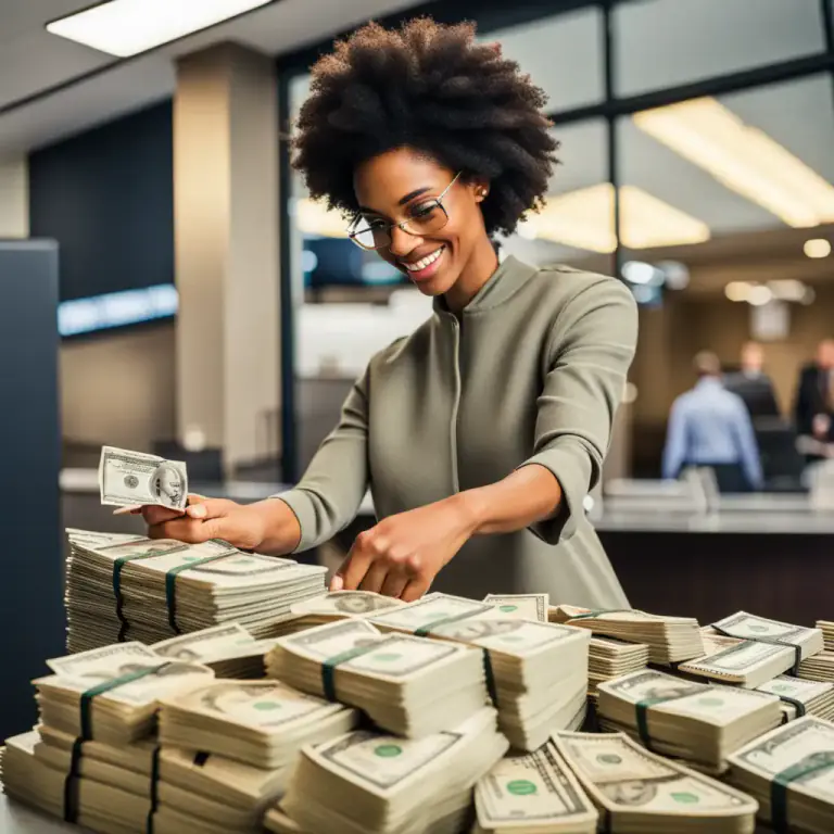 Visual representation of "deposit" - Put money or valuables in a bank or safe for security.