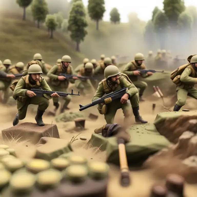 Visual representation of "sally" - To make a sudden attack or move towards the enemy, usually from a defensive position.