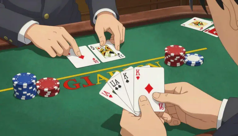 Visual representation of "blackjack" - A card game where the goal is to have your cards add up to 21, or as close to 21 as possible, without going over.