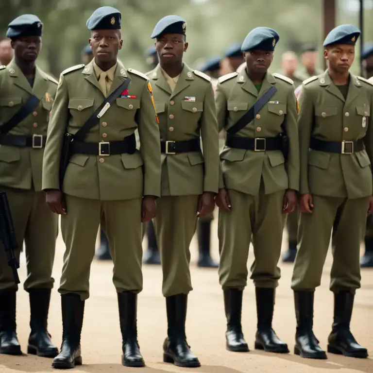 Visual representation of "attention" - A military command to stand upright with the heels together and eyes to the front