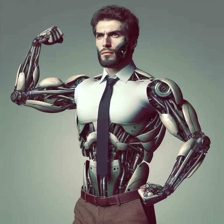 Visual representation of "bionic" - Having artificial body parts, especially electromechanical ones.
