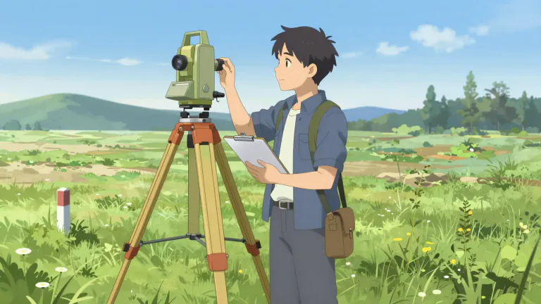 Visual representation of "surveyor" - A person who examines an area of land in order to create a map or plan.