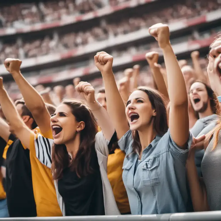 Visual representation of "cheer" - To shout loudly to show support or approval