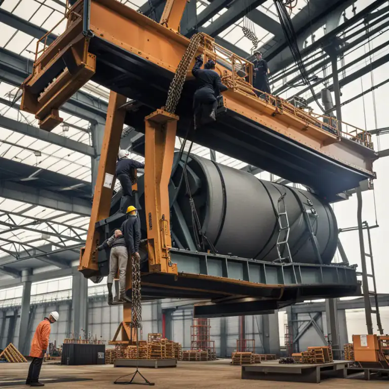 Visual representation of "bridle" - A part of a crane that regulates the inclination of the load.
