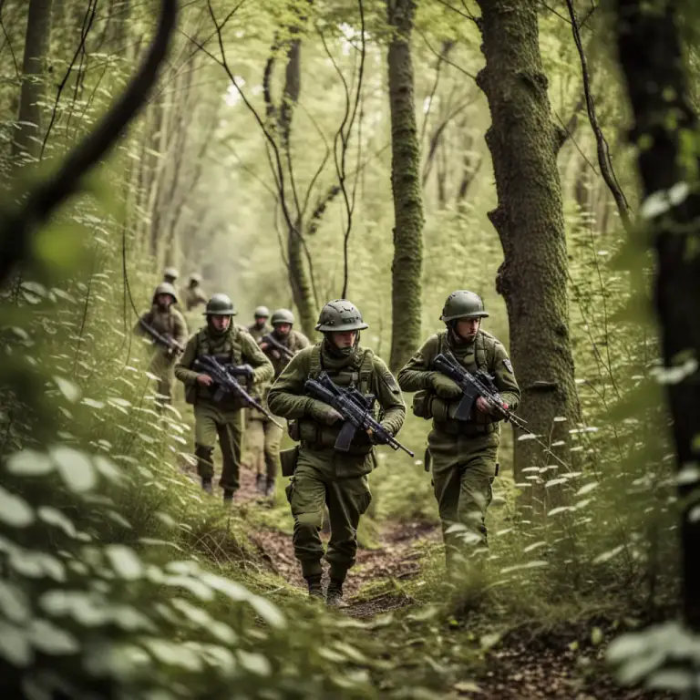 Visual representation of "bushwhacking" - An attack or ambush from a hidden place, especially in a forest or jungle