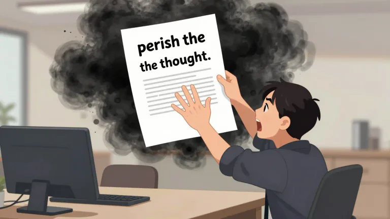 Visual representation of "perish the thought" - An exclamation expressing a strong dislike or rejection of an idea.