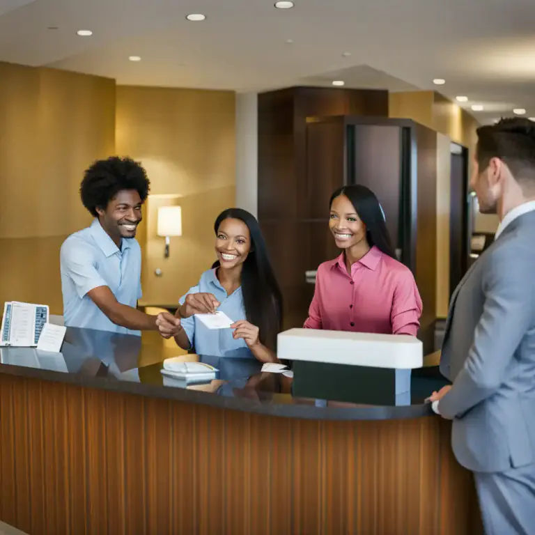 Visual representation of "check into" - To register oneself or report one's arrival at a place, especially at a hotel or airport