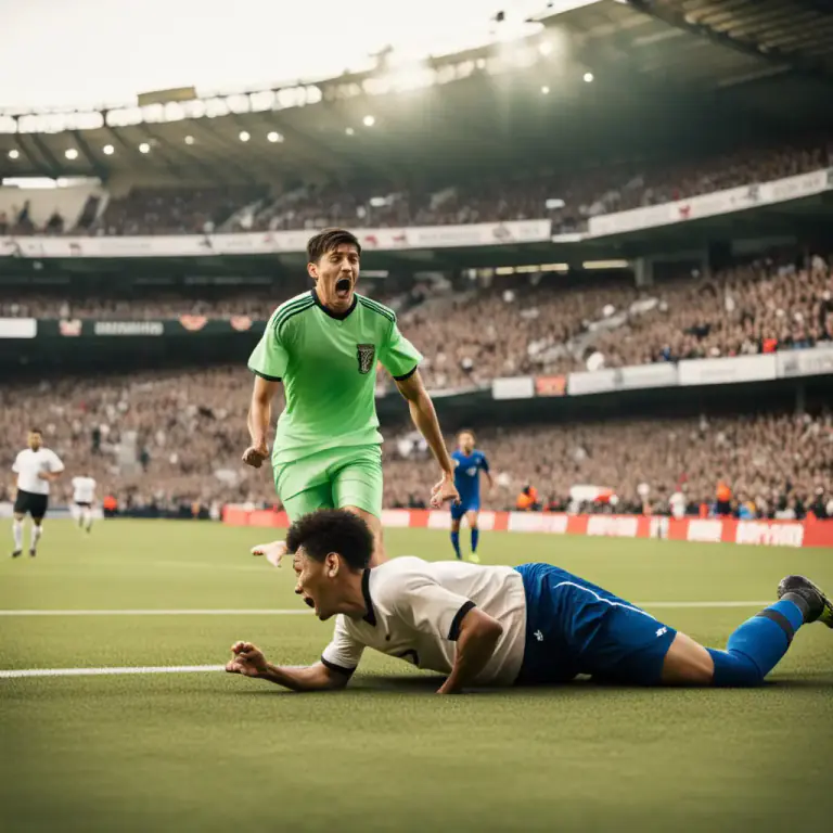 Visual representation of "dive" - to intentionally fall in a game to mislead the referee