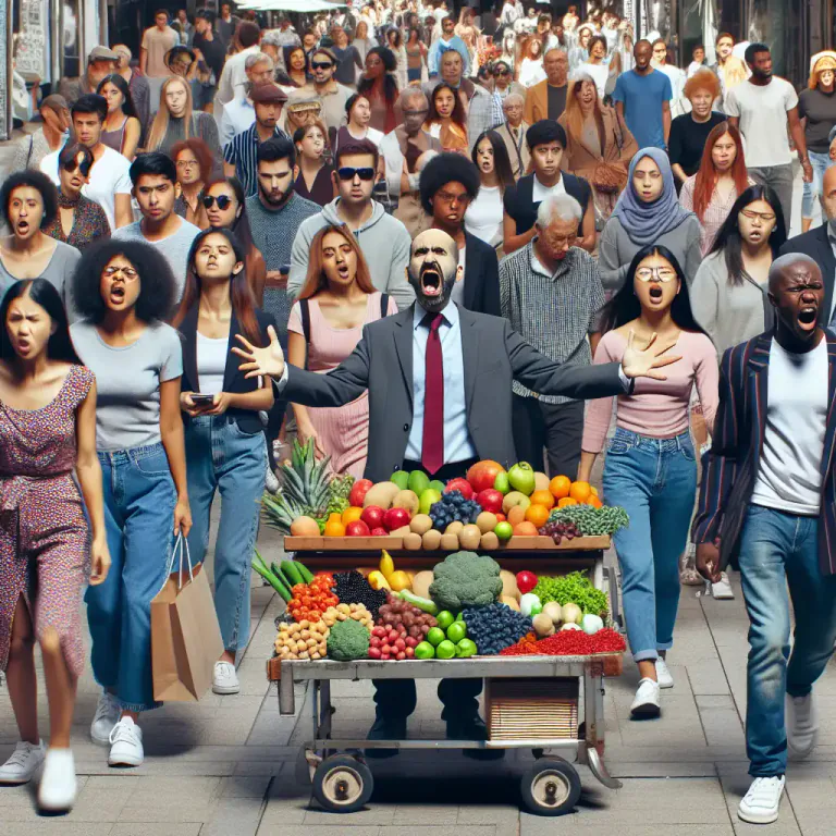 Visual representation of "cry" - to sell goods by loudly calling out