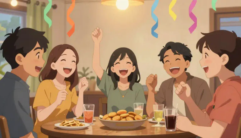 Visual representation of "merriment" - Happiness and laughter with others