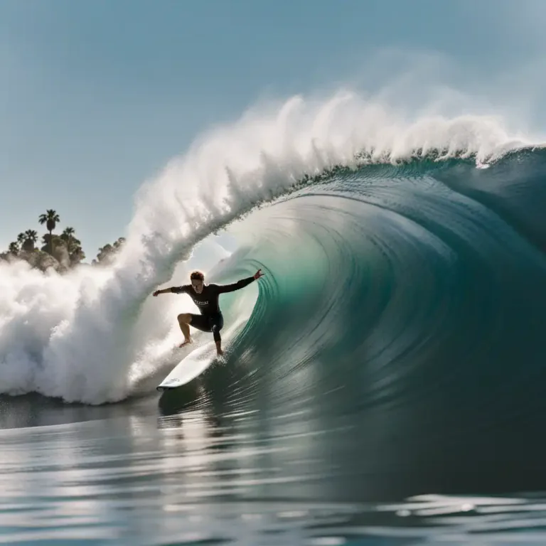 Visual representation of "be, come, etc. on line" - To vector in the sport of surfing toward the curl or breaking part of a wave.