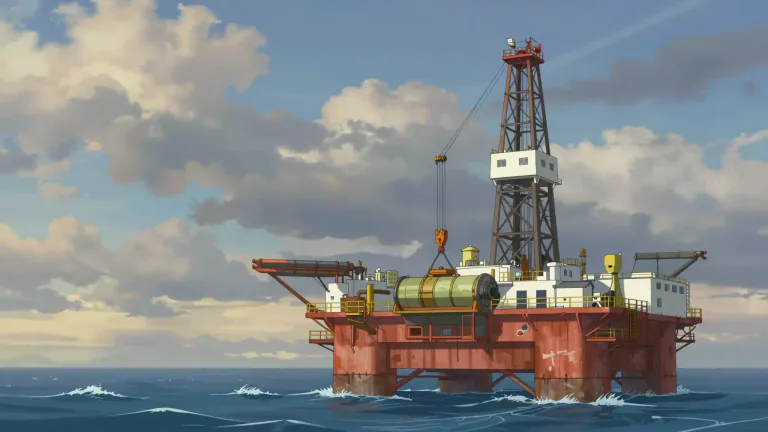 Visual representation of "derrick" - A tall tower on a drilling rig or ship used for lifting and moving heavy objects