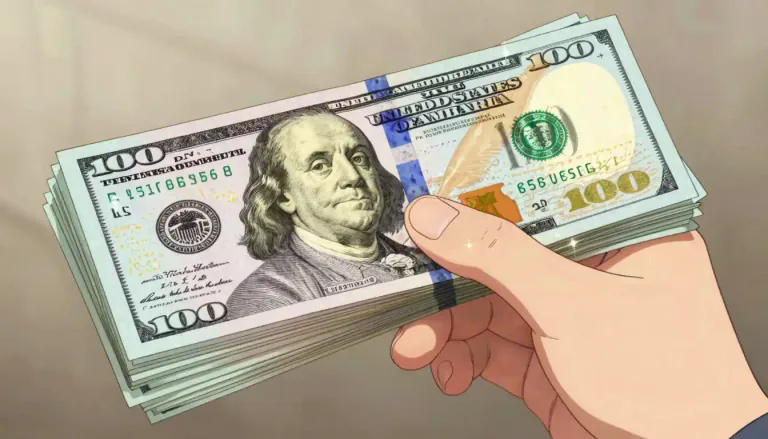Visual representation of "benjamin" - A term used in the United States to refer to a one-hundred-dollar bill, named after Benjamin Franklin who appears on the bill.