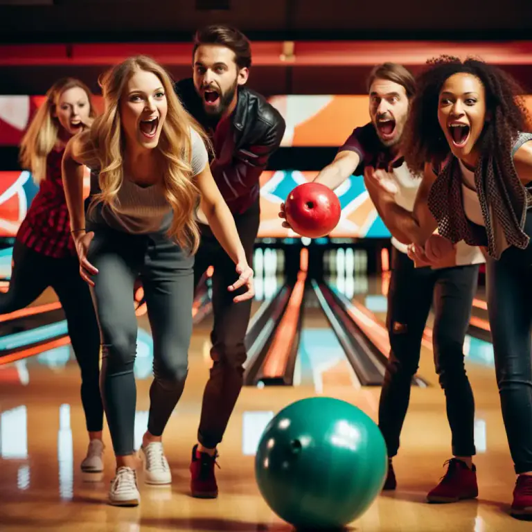 Visual representation of "bowl" - To play a game in which players roll a ball to knock down pins.