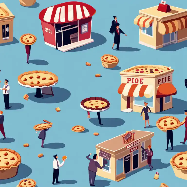 Visual representation of "a piece/slice/share of the pie" - A portion of a total amount of something, especially money.