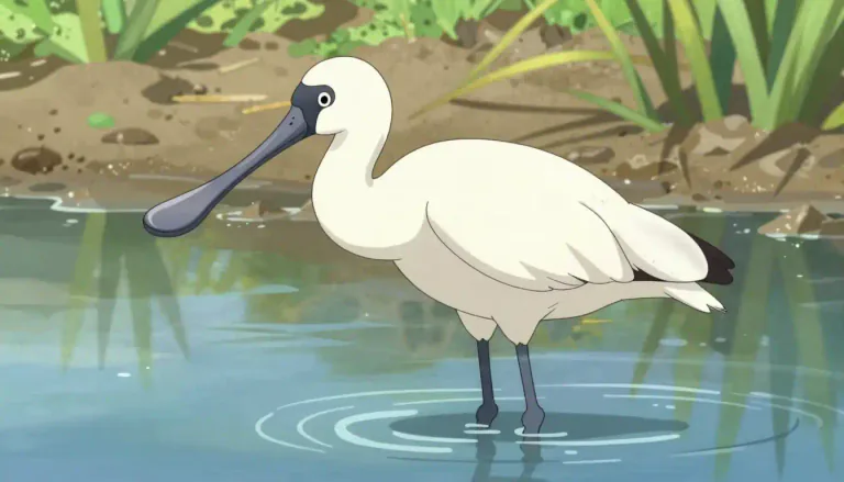 Visual representation of "spoonbill" - A type of bird with a long, flat bill that looks like a spoon at the end.