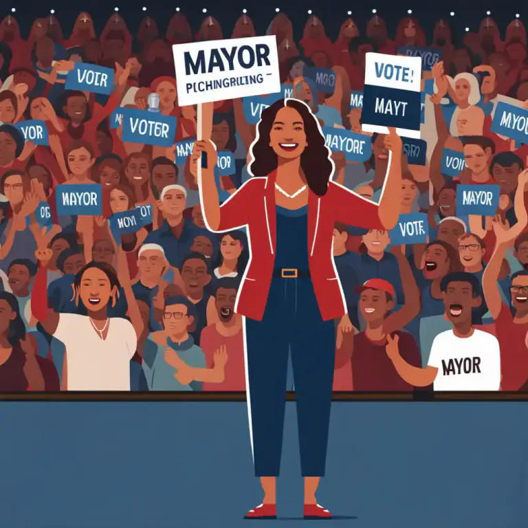 Visual representation of "vote into" - To choose someone to do a specific job or role by voting