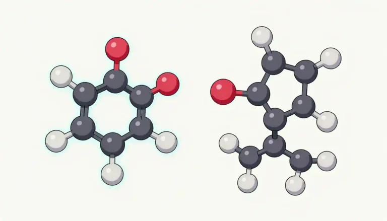 Visual representation of "isomer" - A compound with the same number and types of atoms as another compound, but arranged in a different way.